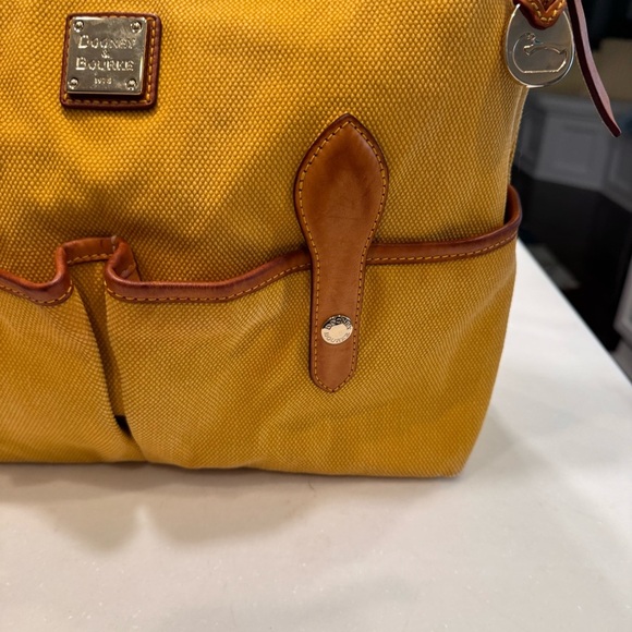 Dooney & Bourke “Florentine” Shoulder Bag Yellow Canvas & Leather EUC - Picture 8 of 16